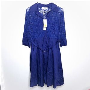 MISSMAY Blue Long Sleeve Lace Dress